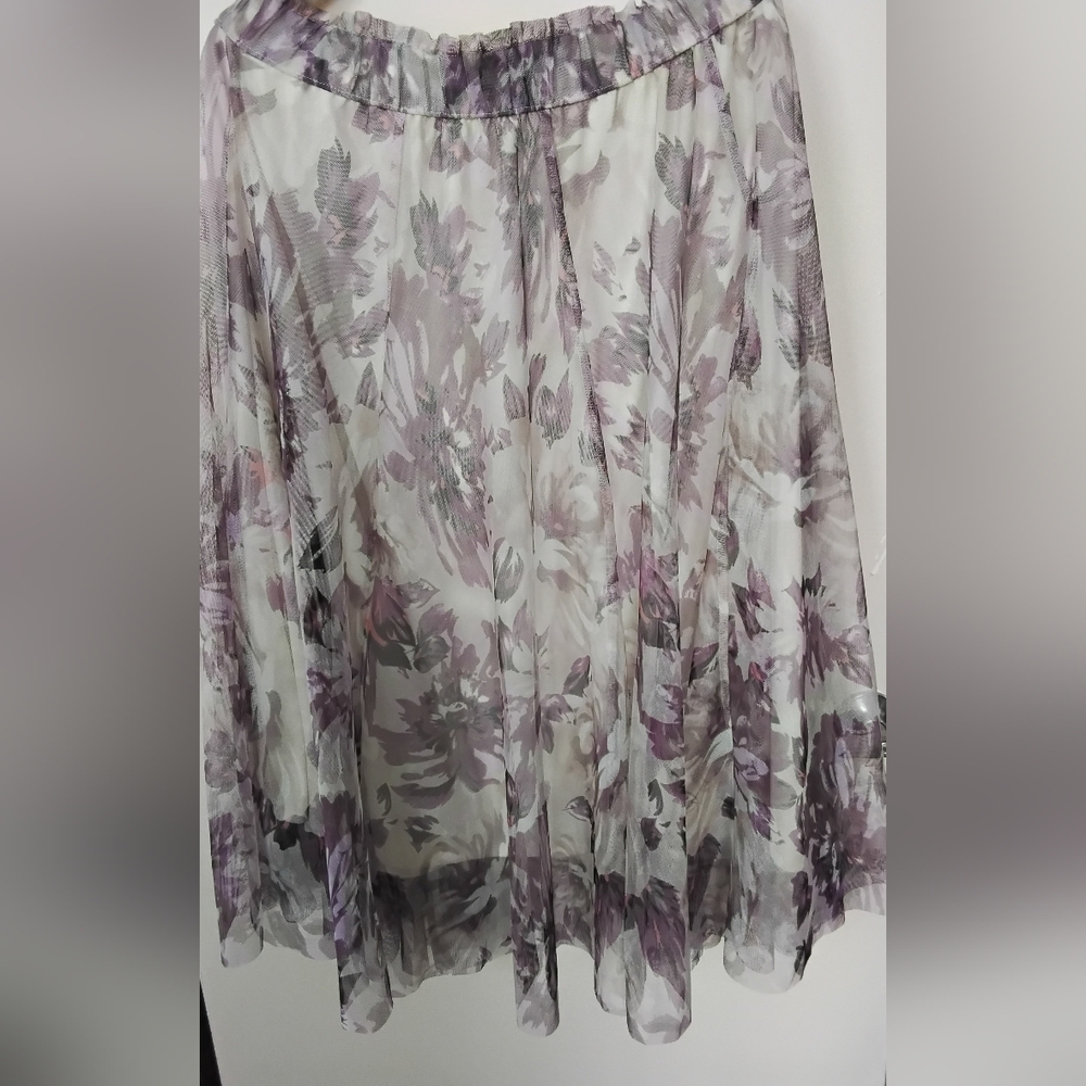 Charter Club Lavender Floral Chiffon Lined Skirt